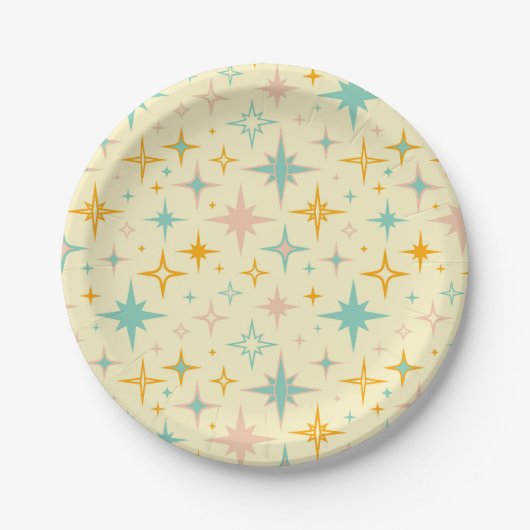 Pattern of colorful retro stars pappteller (Vorderseite)