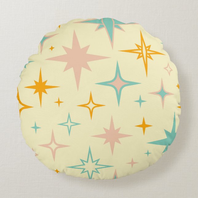 Pattern of colorful retro stars rundes kissen (Vorderseite)