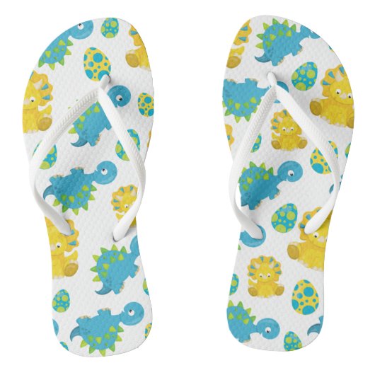 Pattern of Dinosaurs, Cute Dinosaurs, Baby Dino Badesandalen (Fußbett)