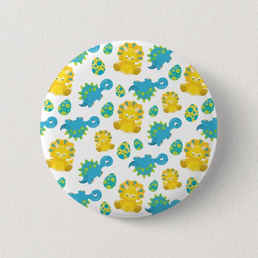 Pattern of Dinosaurs, Cute Dinosaurs, Baby Dino Button (Vorderseite)