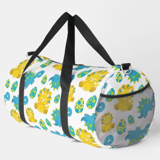 Pattern of Dinosaurs, Cute Dinosaurs, Baby Dino Duffle Bag (Rechte Ecke)