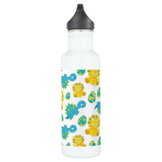 Pattern of Dinosaurs, Cute Dinosaurs, Baby Dino Edelstahlflasche (Rechts)
