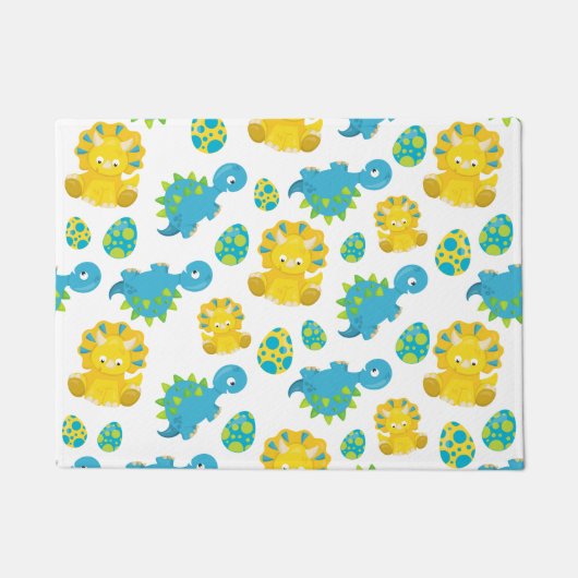 Pattern of Dinosaurs, Cute Dinosaurs, Baby Dino Fußmatte (Vorderseite)