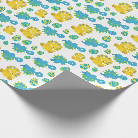 Pattern of Dinosaurs, Cute Dinosaurs, Baby Dino Geschenkpapier (Ecke)