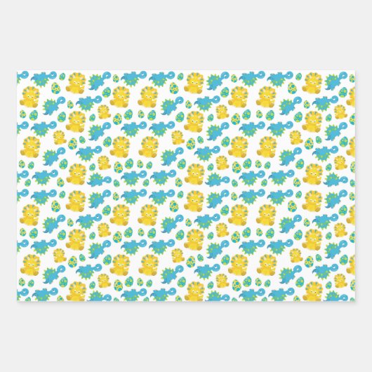 Pattern of Dinosaurs, Cute Dinosaurs, Baby Dino Geschenkpapier Set (Vorderseite 2)