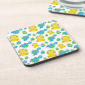 Pattern of Dinosaurs, Cute Dinosaurs, Baby Dino Getränkeuntersetzer (Linke Seite)