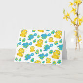 Pattern of Dinosaurs, Cute Dinosaurs, Baby Dino Karte (Gelbe Blume)