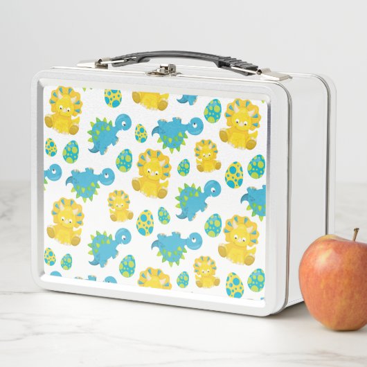 Pattern of Dinosaurs, Cute Dinosaurs, Baby Dino Metall Brotdose (Beispiel)