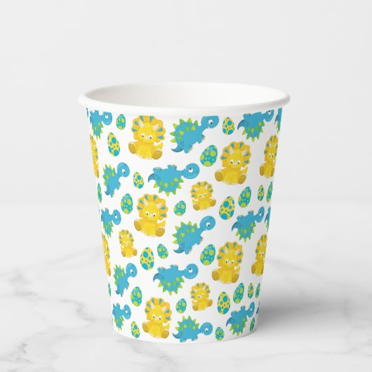 Pattern of Dinosaurs, Cute Dinosaurs, Baby Dino Pappbecher (Vorderseite)