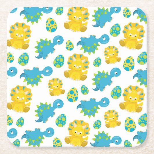 Pattern of Dinosaurs, Cute Dinosaurs, Baby Dino Rechteckiger Pappuntersetzer (Vorderseite)