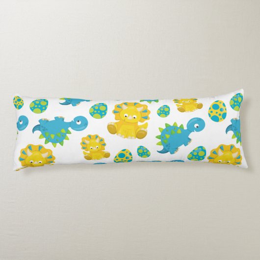 Pattern of Dinosaurs, Cute Dinosaurs, Baby Dino Seitenschläferkissen (Rückseite)