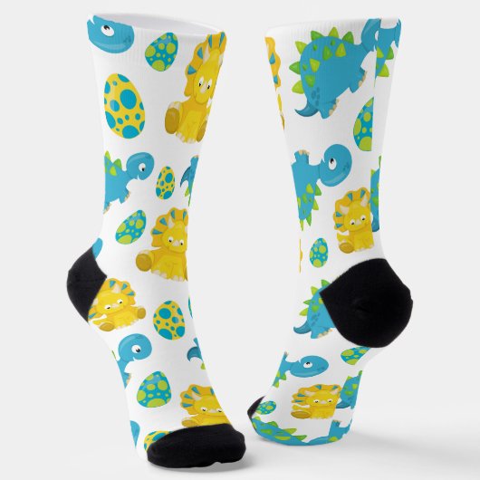 Pattern of Dinosaurs, Cute Dinosaurs, Baby Dino Socken (Gewinkelt)