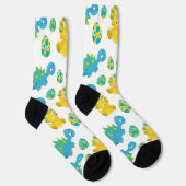Pattern of Dinosaurs, Cute Dinosaurs, Baby Dino Socken (Rechts)