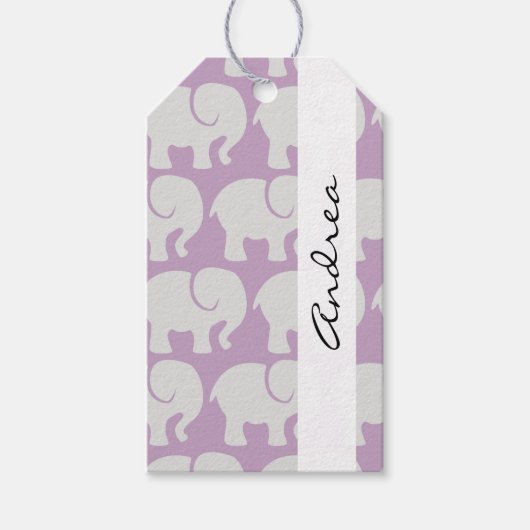 Pattern Of Elephants, Elephant Pattern, Your Name Geschenkanhänger (Vorderseite)