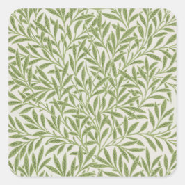 Pattern of green leafy branches  quadratischer aufkleber