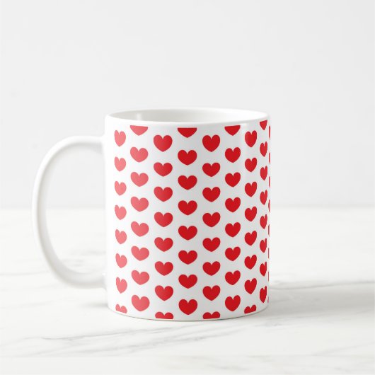Pattern of Hearts Stylish Modern Cute Red Chic Kaffeetasse (Links)