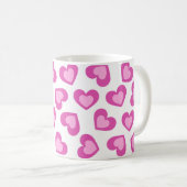 Pattern of Hearts Stylish Modern White Pink Chic  Kaffeetasse (VorderseiteRechts)