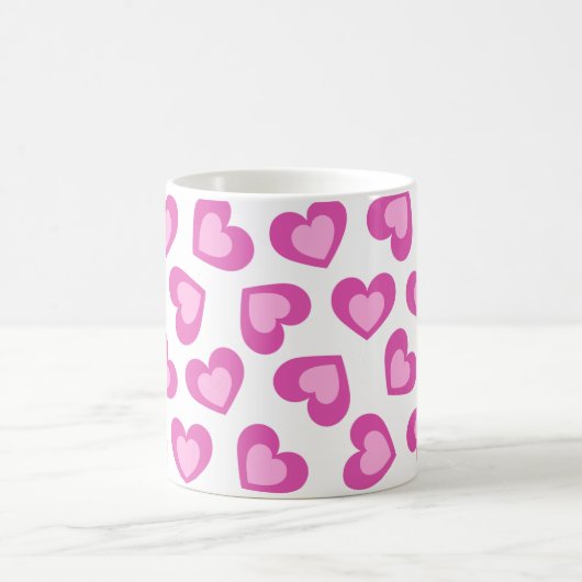 Pattern of Hearts Stylish Modern White Pink Chic  Kaffeetasse (Mittel)
