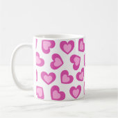 Pattern of Hearts Stylish Modern White Pink Chic  Kaffeetasse (Links)