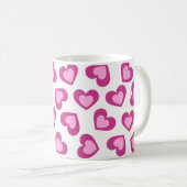 Pattern of Hearts Stylish Modern White Pink Chic Kaffeetasse (VorderseiteRechts)
