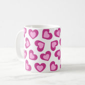 Pattern of Hearts Stylish Modern White Pink Chic  Kaffeetasse (Vorderseite Links)