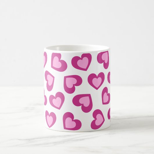 Pattern of Hearts Stylish Modern White Pink Chic  Kaffeetasse (Mittel)