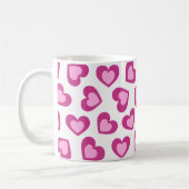 Pattern of Hearts Stylish Modern White Pink Chic Kaffeetasse (Links)