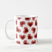 Pattern of Hearts Stylish Modern White Red Chic  Kaffeetasse (Links)