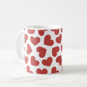 Pattern of Hearts Stylish Modern White Red Chic Kaffeetasse (Vorderseite Links)