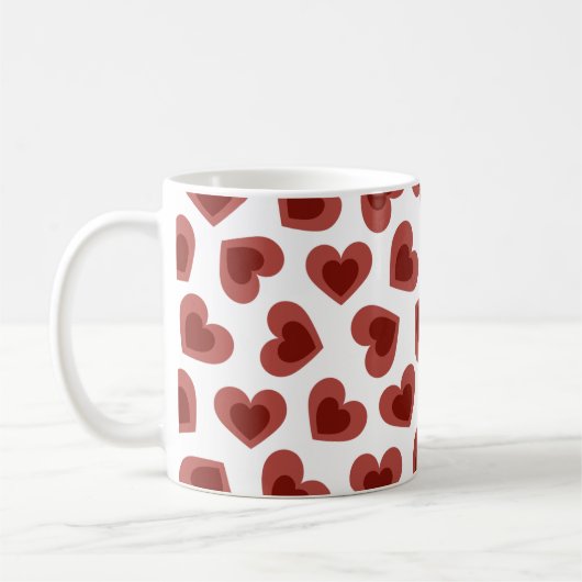 Pattern of Hearts Stylish Modern White Red Chic  Kaffeetasse (Links)