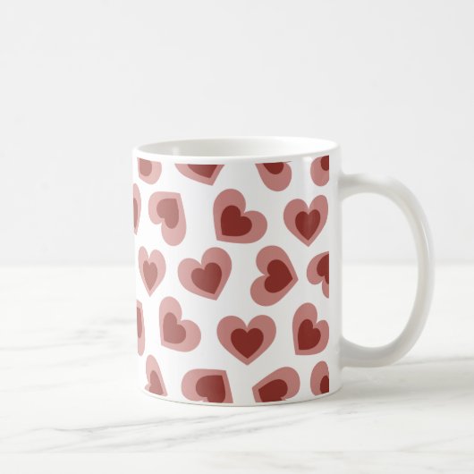 Pattern of Hearts Stylish Modern White Red Chic  Kaffeetasse (Rechts)