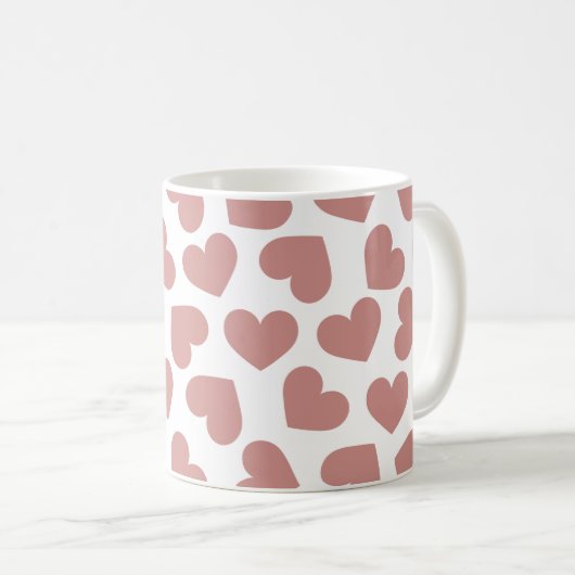 Pattern of Hearts Stylish Modern White Red Chic Kaffeetasse (VorderseiteRechts)