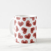 Pattern of Hearts Stylish Modern White Red Chic  Kaffeetasse (Vorderseite Links)