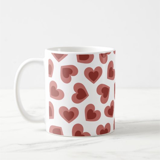 Pattern of Hearts Stylish Modern White Red Chic  Kaffeetasse (Links)
