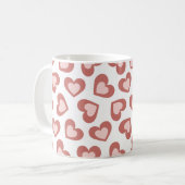 Pattern of Hearts Stylish Modern White Red Chic  Kaffeetasse (Vorderseite Links)