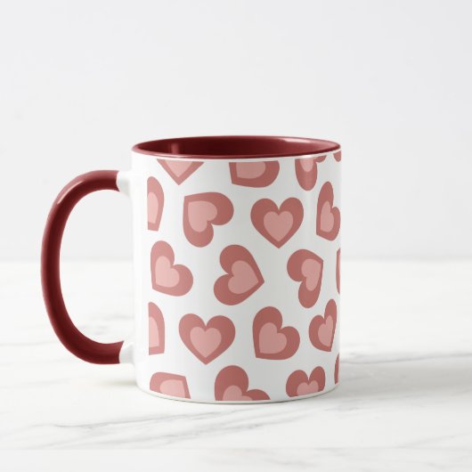Pattern of Hearts Stylish Modern White Red Chic Tasse (Links)