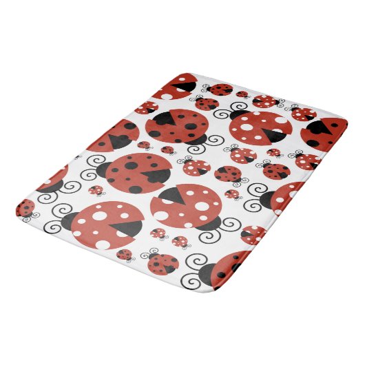 Pattern of Ladybugs, Cute Ladybugs, Red Ladybugs Badematte (Schrägansicht)