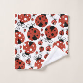Pattern of Ladybugs, Cute Ladybugs, Red Ladybugs Badhandtuch Set (Waschlappen)