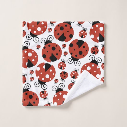 Pattern of Ladybugs, Cute Ladybugs, Red Ladybugs Badhandtuch Set (Waschlappen)
