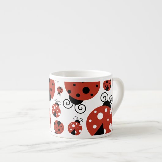 Pattern of Ladybugs, Cute Ladybugs, Red Ladybugs Espressotasse (Vorderseite Rechts)