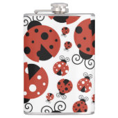 Pattern of Ladybugs, Cute Ladybugs, Red Ladybugs Flachmann (Vorderseite)