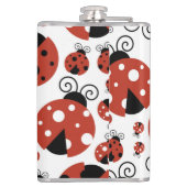 Pattern of Ladybugs, Cute Ladybugs, Red Ladybugs Flachmann (Rückseite)