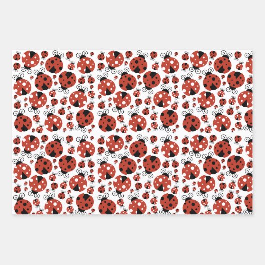 Pattern of Ladybugs, Cute Ladybugs, Red Ladybugs Geschenkpapier Set (Vorderseite)