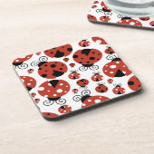 Pattern of Ladybugs, Cute Ladybugs, Red Ladybugs Getränkeuntersetzer (Linke Seite)