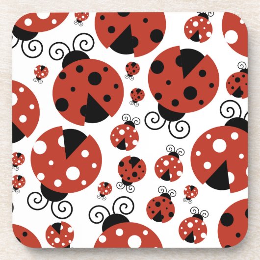 Pattern of Ladybugs, Cute Ladybugs, Red Ladybugs Getränkeuntersetzer (Vorderseite)