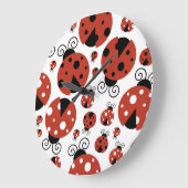 Pattern of Ladybugs, Cute Ladybugs, Red Ladybugs Große Wanduhr (Winkel)