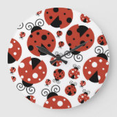 Pattern of Ladybugs, Cute Ladybugs, Red Ladybugs Große Wanduhr (Vorderseite)
