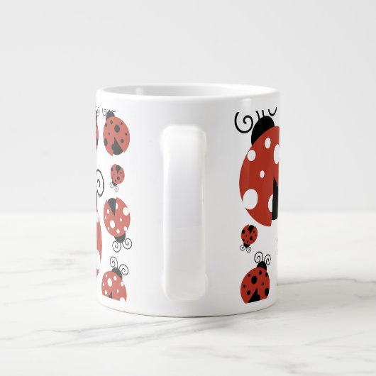 Pattern of Ladybugs, Cute Ladybugs, Red Ladybugs Jumbo-Tasse (Rückseite)
