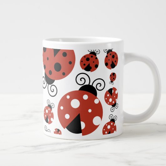 Pattern of Ladybugs, Cute Ladybugs, Red Ladybugs Jumbo-Tasse (Rechts)