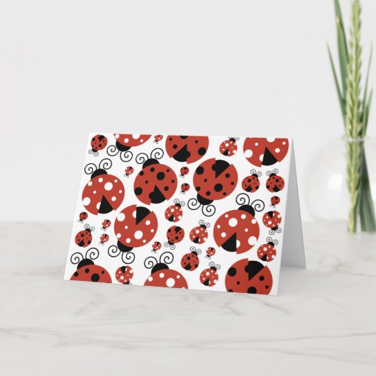 Pattern of Ladybugs, Cute Ladybugs, Red Ladybugs Karte (Vorderseite)